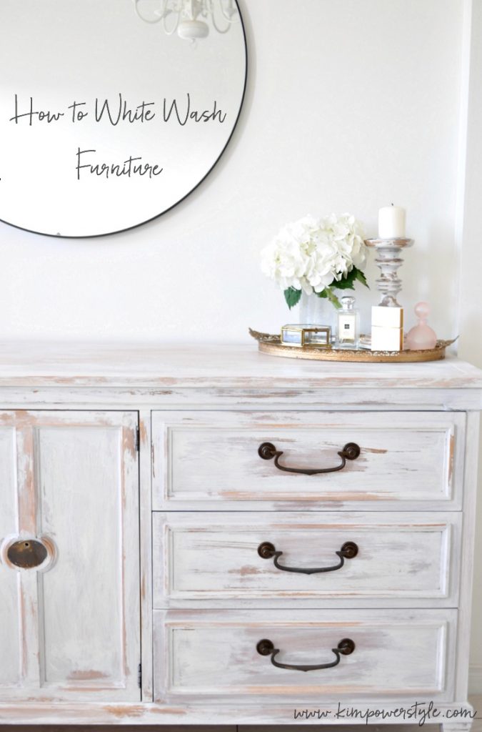 White washed dresser. First project in the guest room makeover.