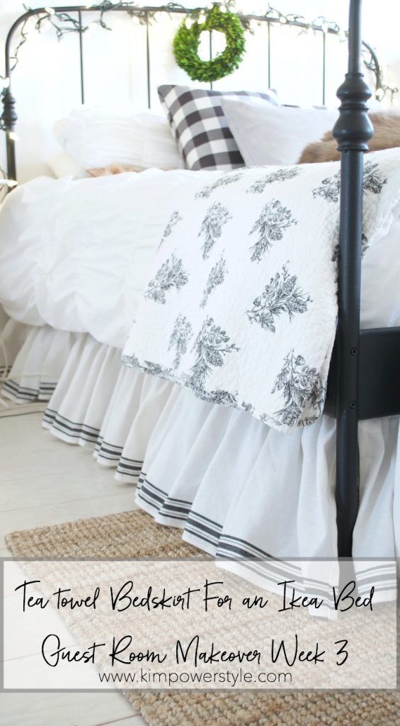 A tea towel bedskirt for an Ikea bed