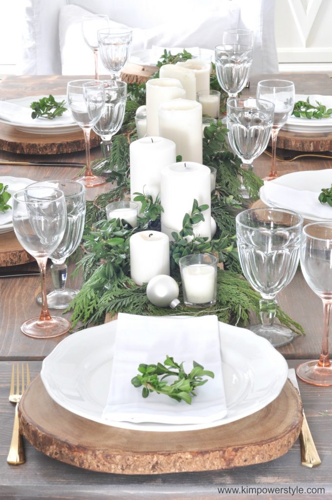 A rustic Christmas table setting