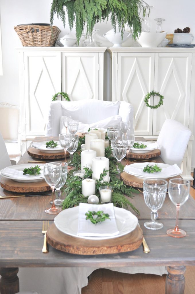 A rustic Christmas table setting