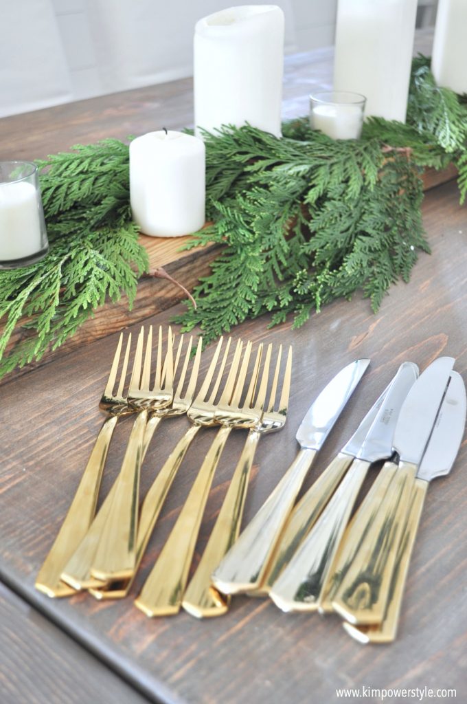 A rustic Christmas table setting