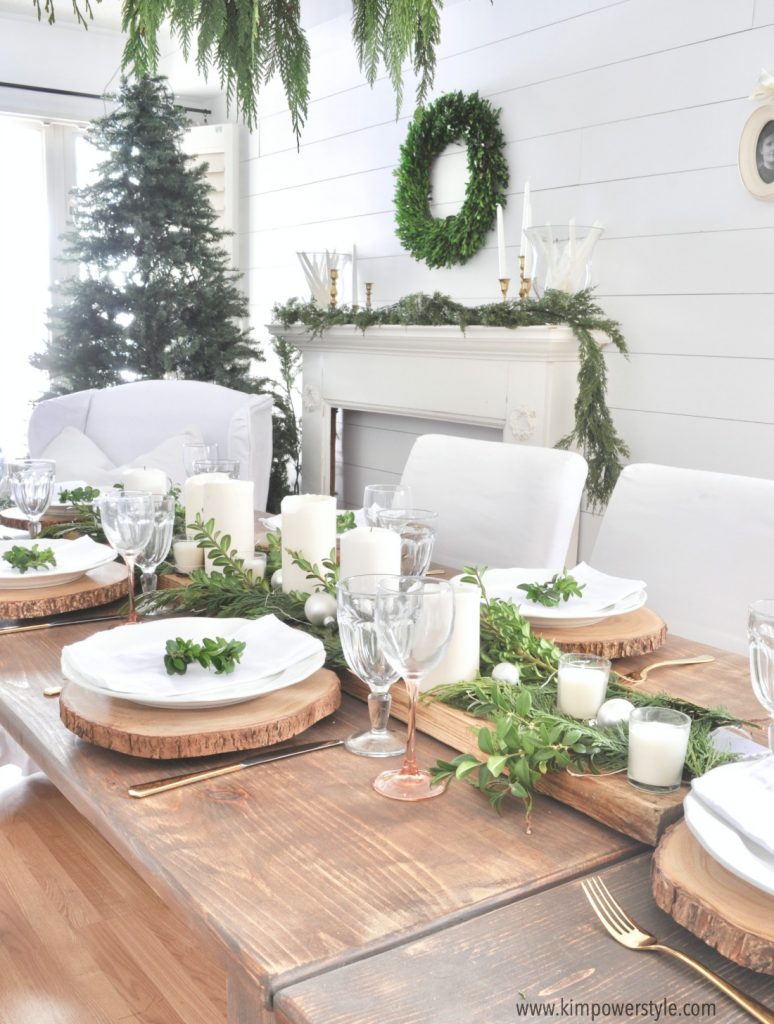 A rustic Christmas table setting