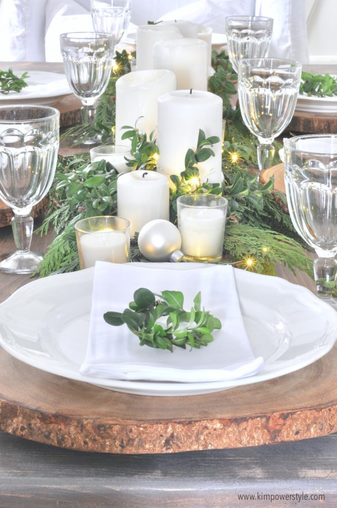 A rustic Christmas table setting