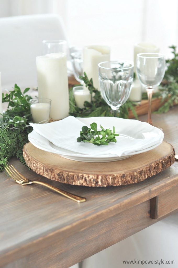 A rustic Christmas table setting