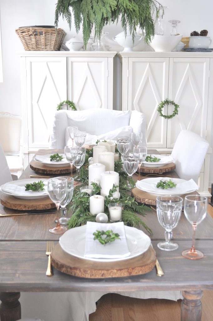 A rustic Christmas table setting