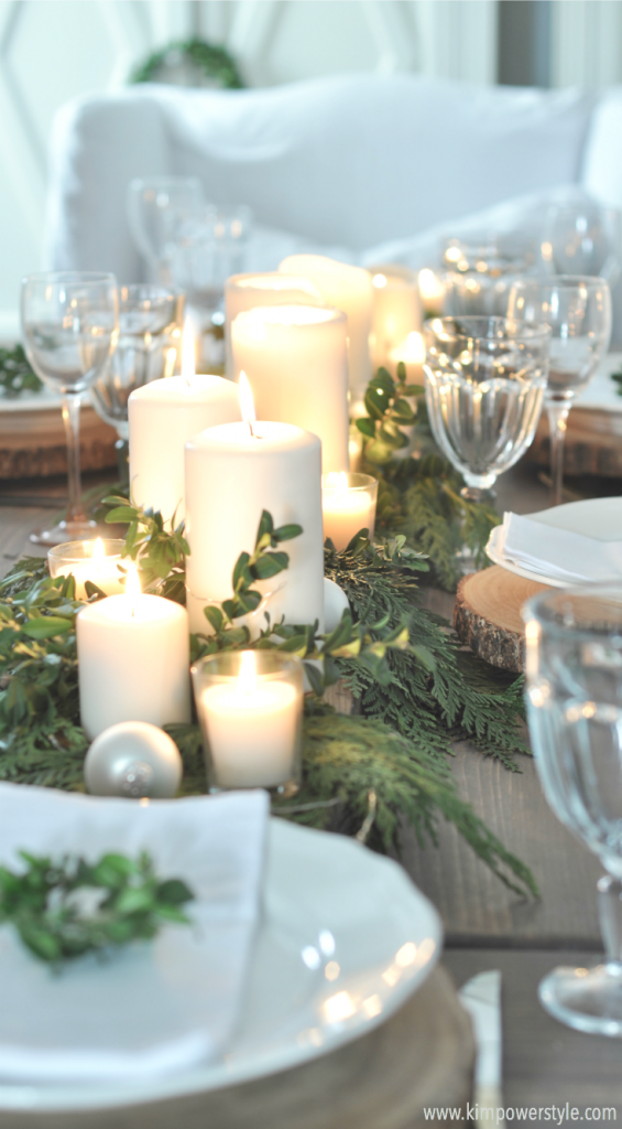 A rustic Christmas table setting