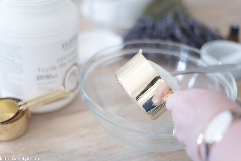 A Simple Coconut Lavender Salt Scrub