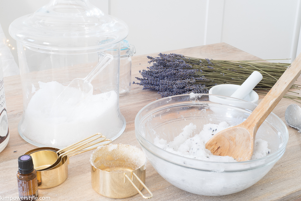 A Simple Coconut Lavender Salt Scrub