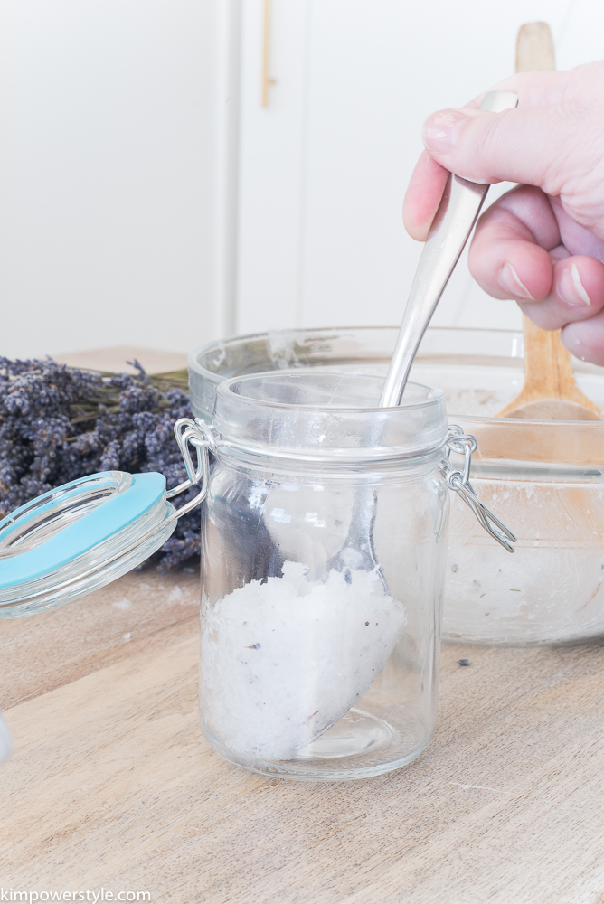 A Simple Coconut Lavender Salt Scrub