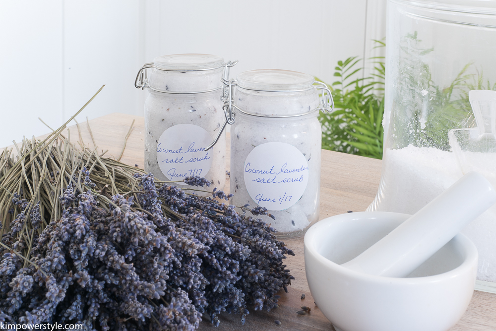 A Simple Coconut Lavender Salt Scrub